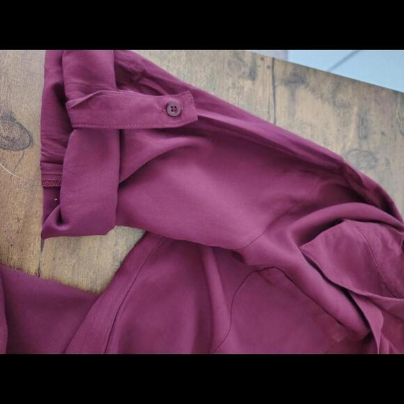 Tunic Shirt Dress Maroon 3/4 Adjustable Sleeve Buttons 3 Pockets, Size M - Picture 7 of 9